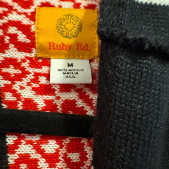 Ruby Rd. Black Sweater with Red Geometric Patterns - Picture 3 of 3